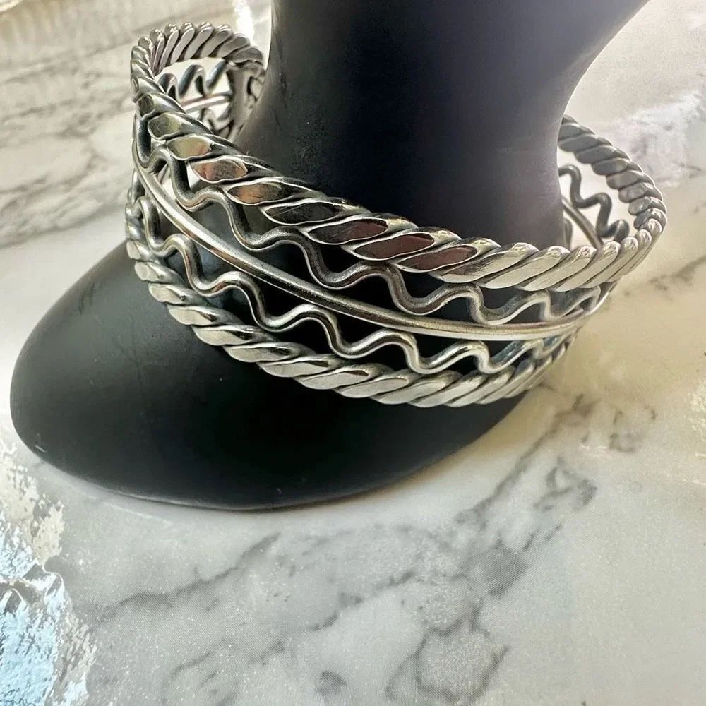Silver tone cuff bracelet